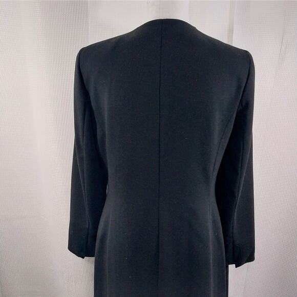 SHARAGANO NOIR! RICH BLACK UKTRA LONG, GOLD FRONT FOCAL POINT JACKET! SZ 10 - Picture 9 of 14